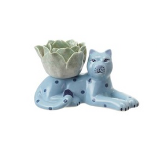 Blue Tiger Candlestick Holder