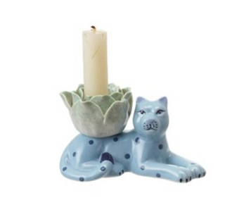 Blue Tiger Candlestick Holder