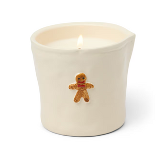 White Ceramic Candle With Gingerbread
