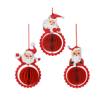 Vintage Honeycomb Santa Ornament