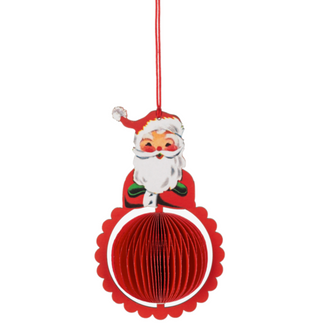 Vintage Honeycomb Santa Ornament