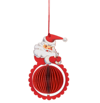 Vintage Honeycomb Santa Ornament