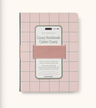 Peach & Green Grid Notebook with Phone Loop