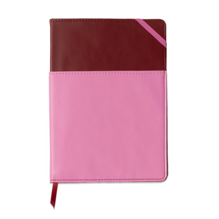 Vegan Leather Pocket Journal  - Burgundy + Pink