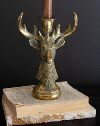 Resin Taper Candle Holder- Deer
