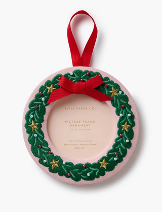 Christmas Wreath Embroidered Frame Ornament