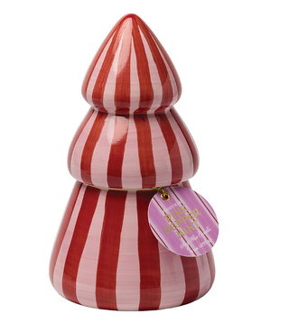 Hand Painted Striped Tree- Pink Peppermint