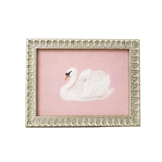 Blush Swan Antique Inspired Polished Framed Art