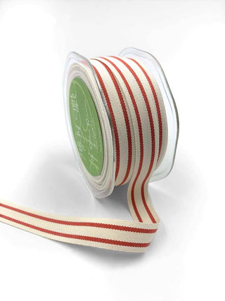 5/8" Woven Cotton Red Double Stripes Ribbon