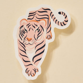 Tiger Illustrated Pink Sticker