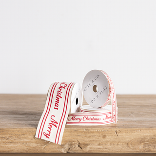 Red Cursive Writing Merry Christmas Ribbon