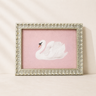 Blush Swan Antique Inspired Polished Framed Art