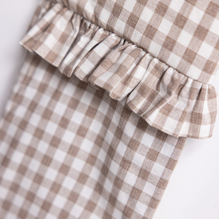 Beige Gingham Holiday Stocking