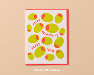 Olive Everything About You Letterpress Card