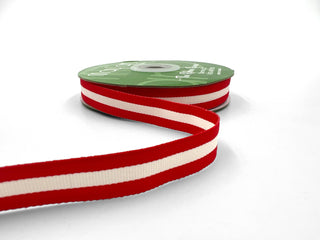 5/8" Red & Ivory Woven Stripe Grosgrain Ribbon