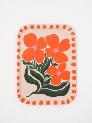 Wild Flower Orange Bent Birch Serving Tray