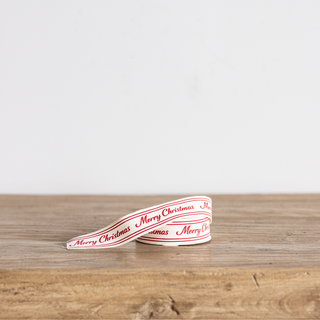 Red Cursive Writing Merry Christmas Ribbon