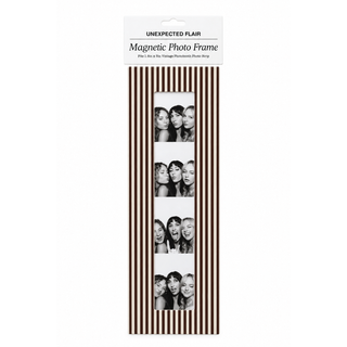 Magnetic Vintage Photobooth Frame - Brown & Ivory Stripe