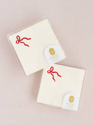 Red Bow Cocktail  Napkins