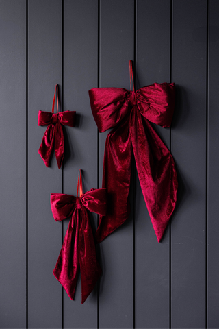 Bows Red Velvet Fabric