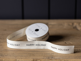 Happy Holiday Woven Ribbon