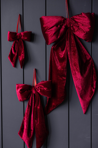 Bows Red Velvet Fabric