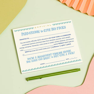 Permission to Give No Fucks Notepad