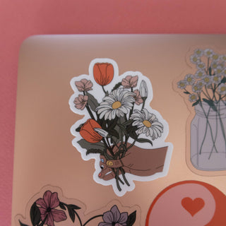 Hand Holding Flowers Sticker