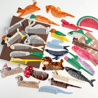 Whimsical Animal Acetate Combs，Vegetable Portable Hair Tools