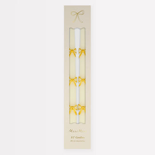 Gold Bow Taper Candle