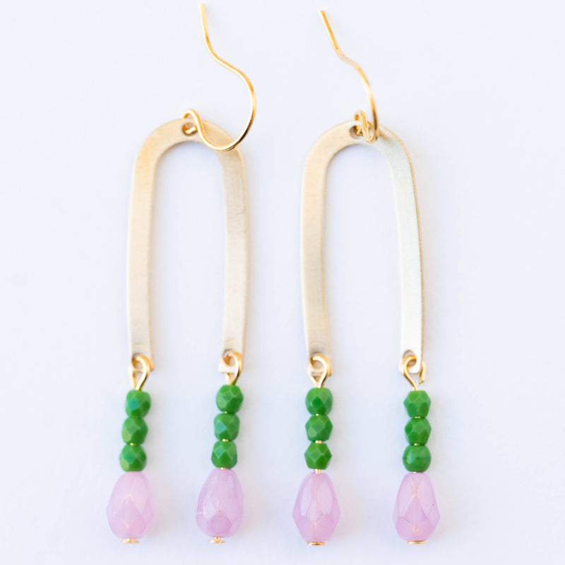 Long Arch Beaded Earrings: Lilac