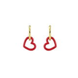 Red Heart Outline Enamel Huggie Hoop Earrings