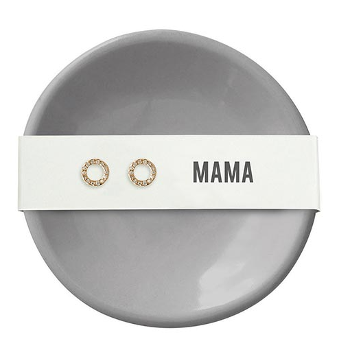 Ceramic Ring Dish & Earrings - Mama