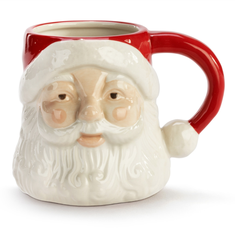 Red Santa Sculpted Ceramic Mug