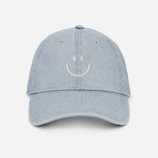 Smiley Face Embroidered Denim Hat