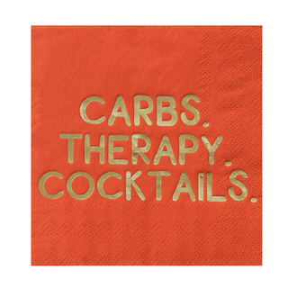 "Carbs, Therapy, Cocktails" Cocktail Napkins - 20 Pk.